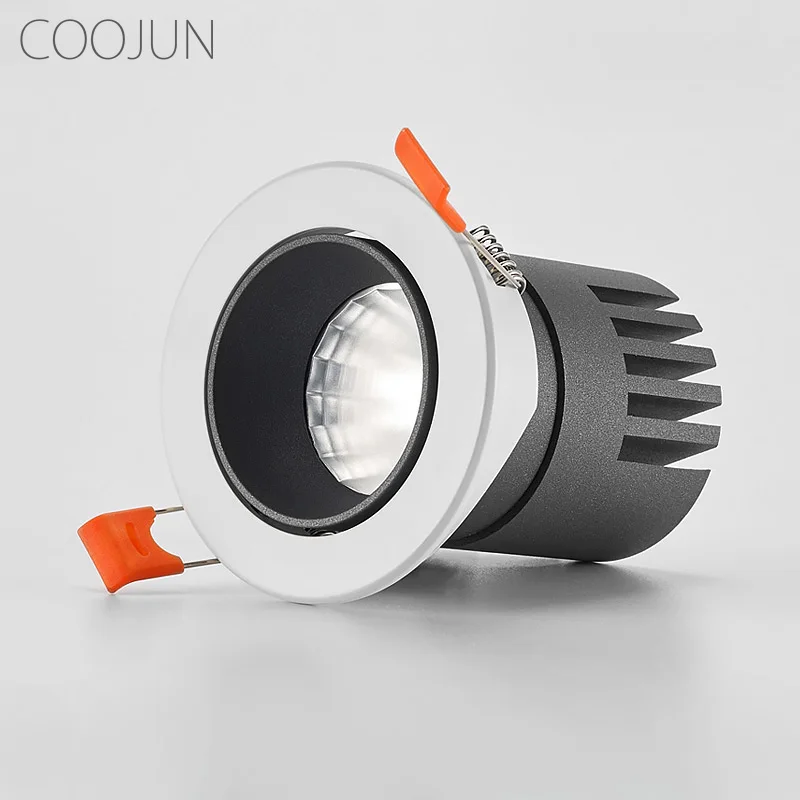 COOJUN Dimmable AC90V-260V 7W LED Spotlight Embedded Anti-dazzling COB Adjustable Angle Ceiling Lamp Downlight Home Illumination