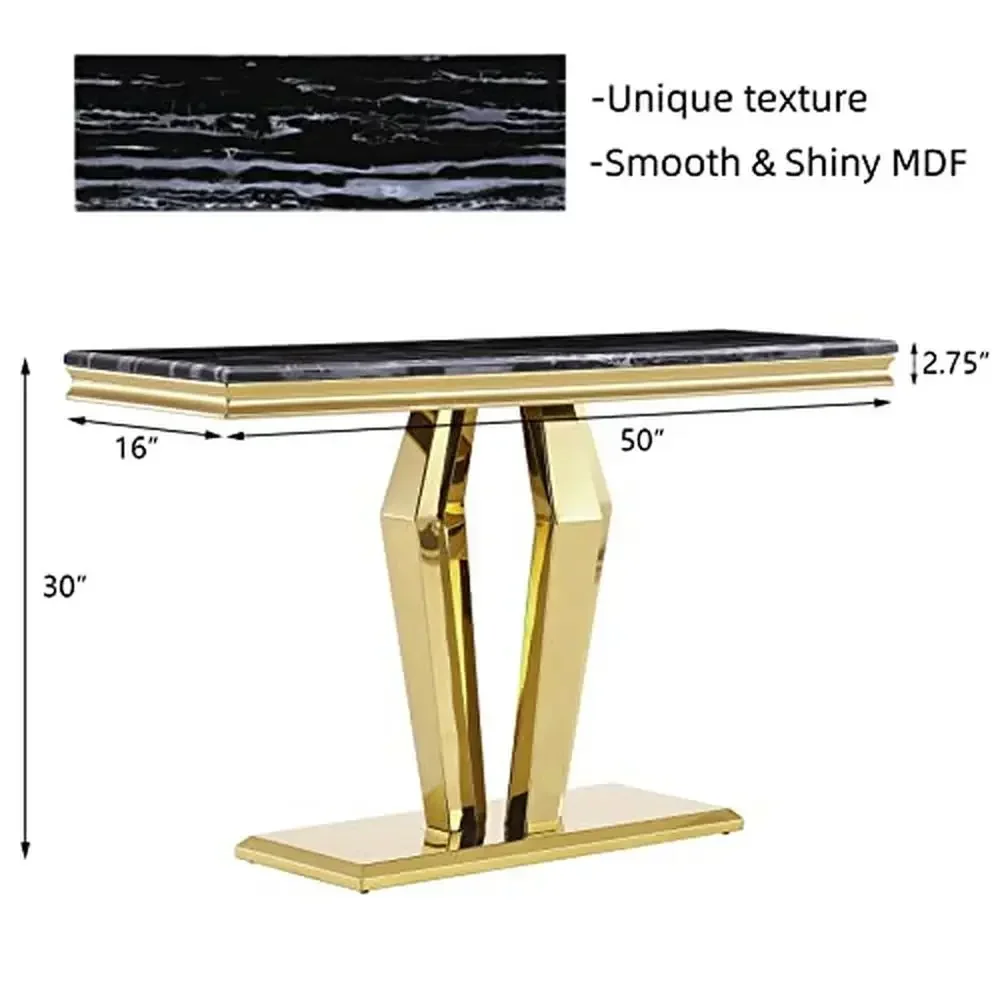 Modern Gold Geometric Base Console Table Living Room Entryway Sofa Black Gold Mirror Shelf Multi-Function Display Furniture Bed