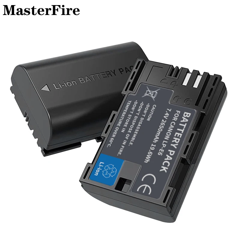 

4x LP-E6 LP-E6N 2650mah 7.4V Camera Battery LPE6 E6N for Canon EOS 7D 6D 5D Mark II III IV 5D4 6D2 7D2 R5C 70D 80D 90D Batteries