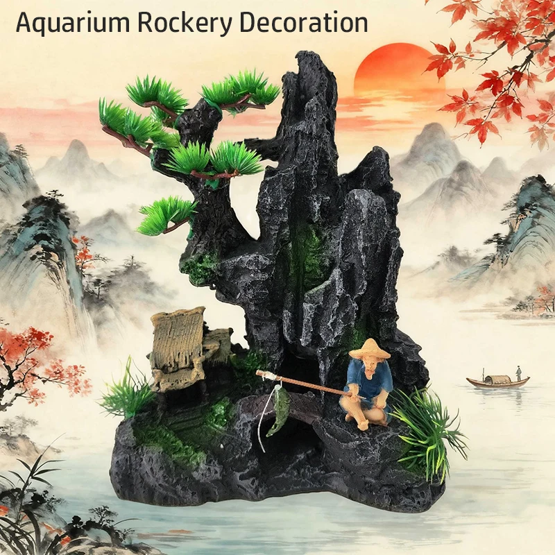 Aquarium Steingarten Berg Dekoration Künstliche Ansicht Felsen Höhle Stein Baum Aquarium Ornament Heimtierbedarf Wohnkultur Neu