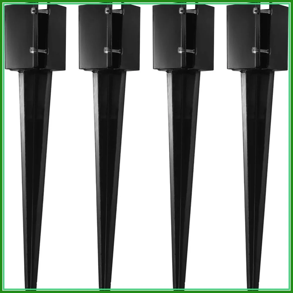 

4 Pack 36" Heavy Duty 4x4 Fence Post Anchor Ground Spike Metal Black Powder Coated for Mailbox Post