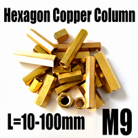 1PCS M9 10-100mm Double Pass Hex Brass Male Female Standoff Board Pillar Stud Hexagon Copper Column Nut Screw Hollow Column