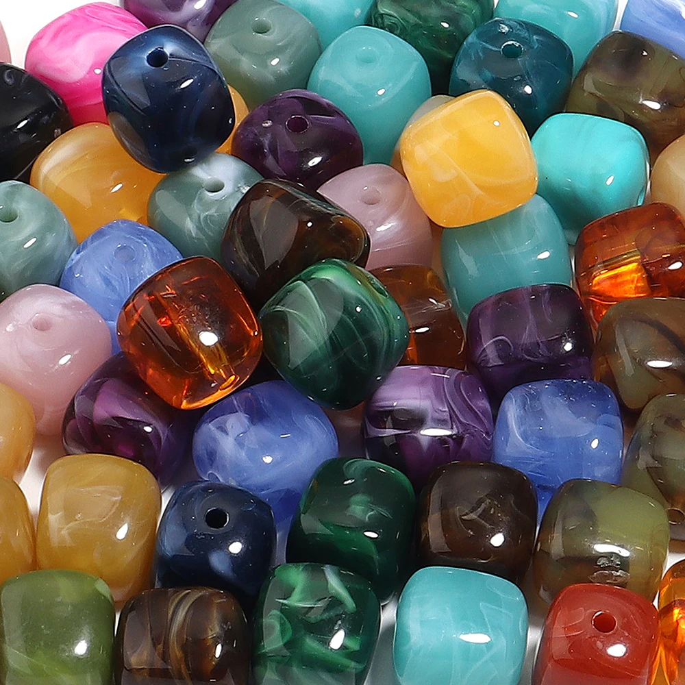 10pcs/lot Imitation Jade Stone Acrylic Beads Dual Color Square Loose Spacer Beads For Jewelry Making Diy Bracelet Keychain Charm image 5
