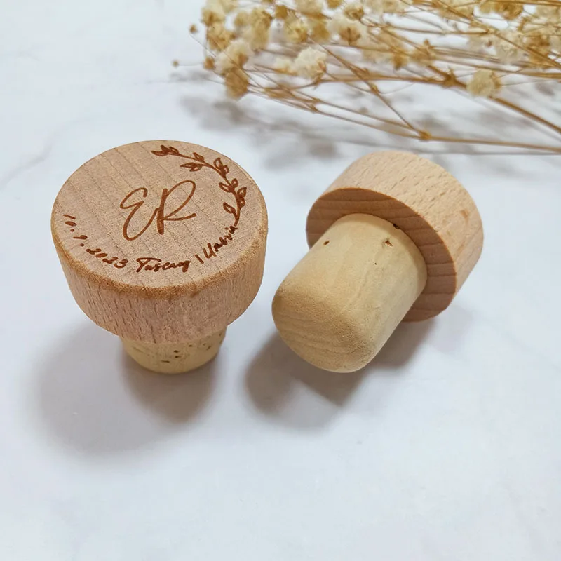 Plugue de garrafa de vinho personalizado, festa de casamento, presente de agradecimento em massa para convidados, cortiça personalizada, decoração de casamento, rolhas de madeira