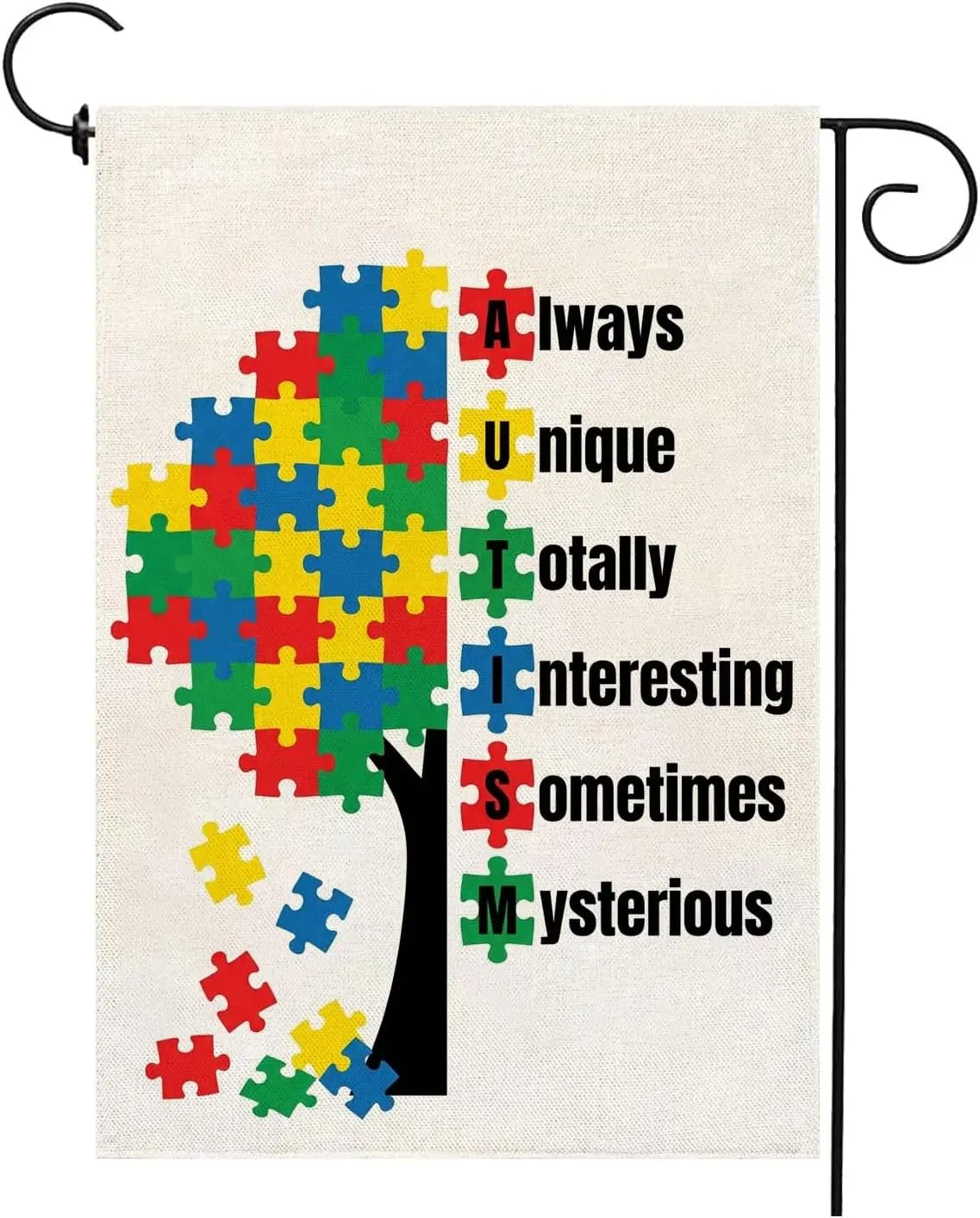 Autism Awareness Tree Garden Flag Puzzle Piece Inspirational Support April 12 x 18 Inch Double Sided Yard Outdoor Decoration AAS