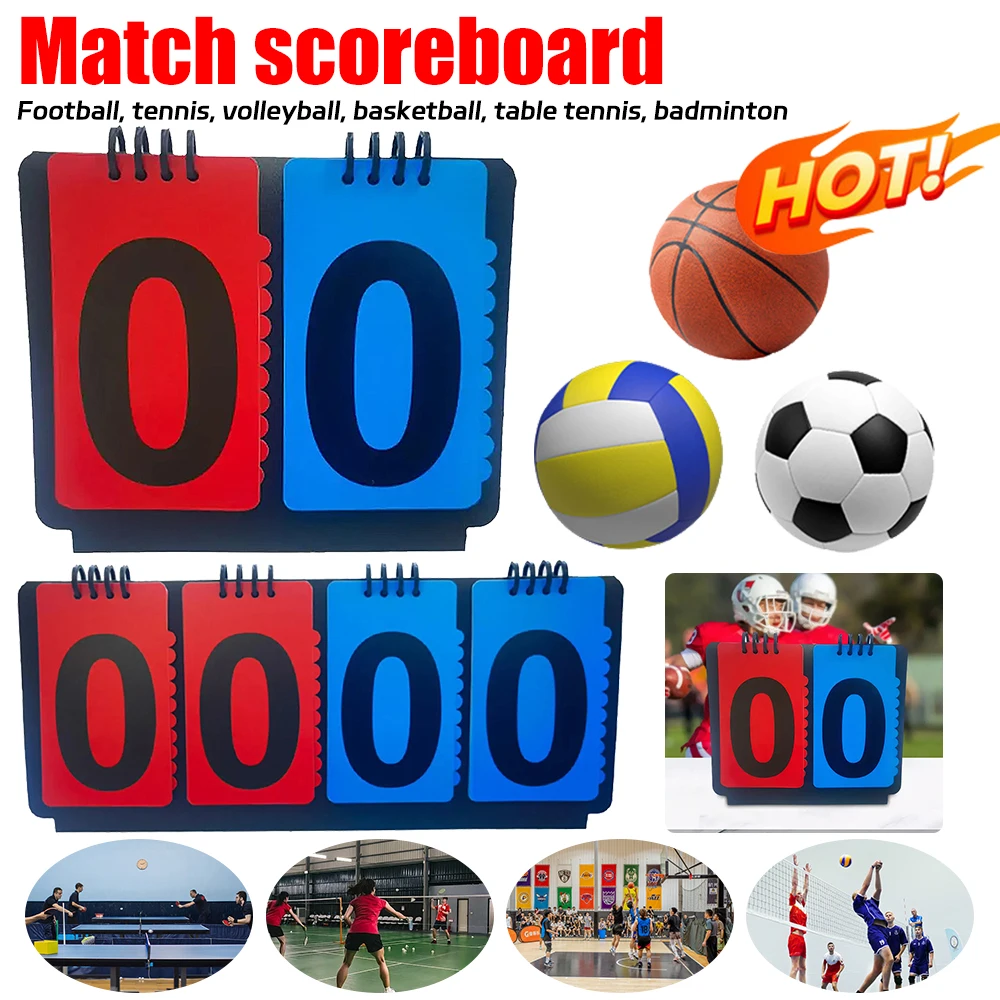 4/2 Digits Sports Scoreboard Tabletop Flip Scoreboard Football Basketball Tennis Flip Score Keeper Triangular Base Design