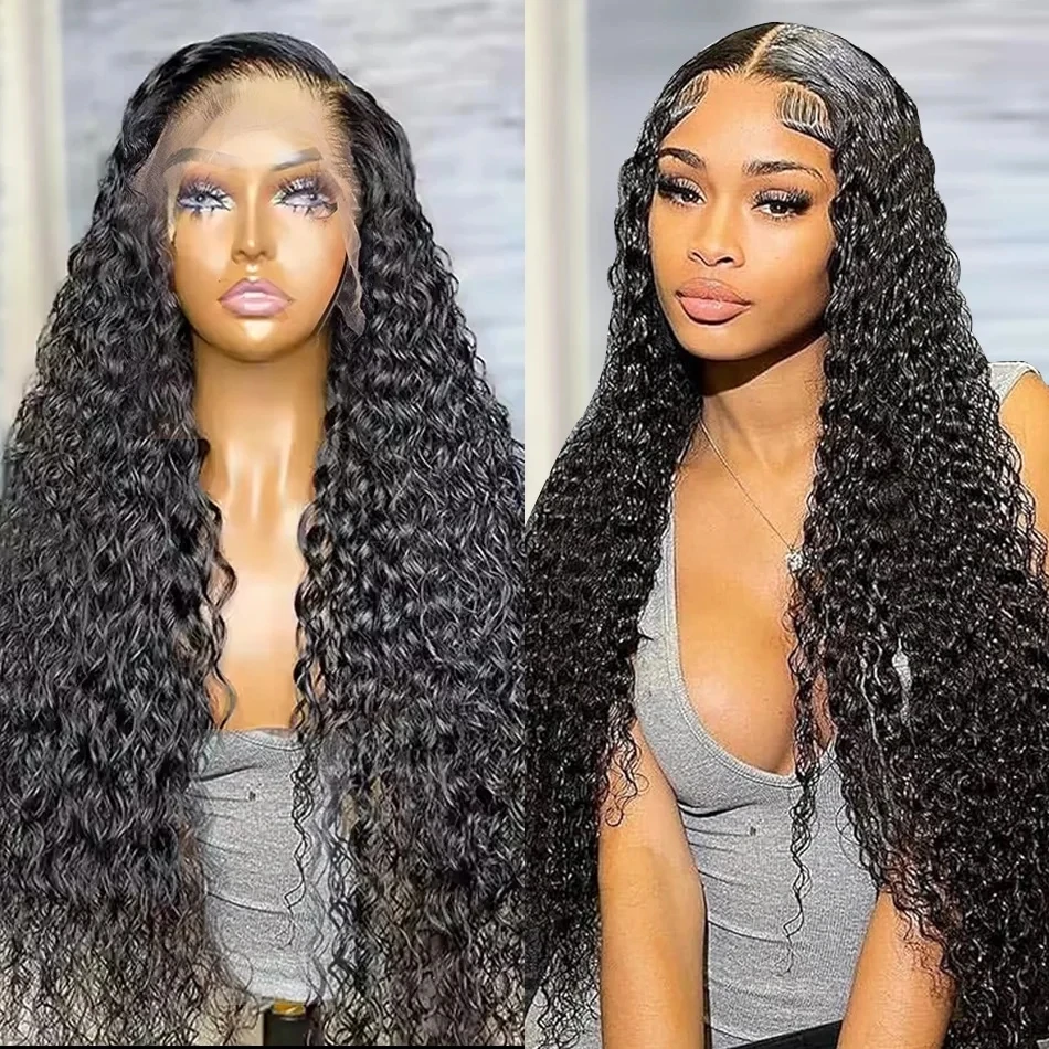 250% Water Curly Front Wig 13x4 13x6 HD Lace Frontal Human Hair Wig Loose Deep Wave Glueless Lace Frontal Wigs For Women