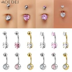 AOEDEJ 1 PC 14G Stainless Steel Belly Button Ring 6/8/10/12MM Curve Navel Ring CZ Crystal Belly Piercing Body Piercings Jewelry