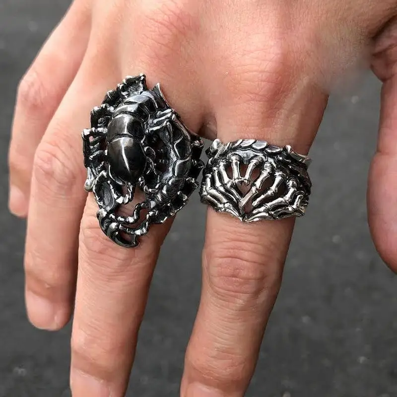 Ретро-индивидуальный-дизайн-кольцо-на-ногу-сороконожки-сплав-ручная-кость-винтажное-кольцо-на-палец-в-стиле-панк-рок-ювелирный-аксессуар