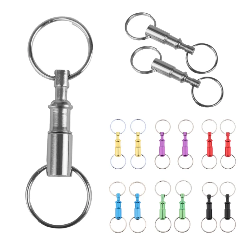 10pcs Dual Detachable Split Keyring Keychains Quick Release Pull-Apart Double Key Chain Lock Holder Removable for Jewelry Making