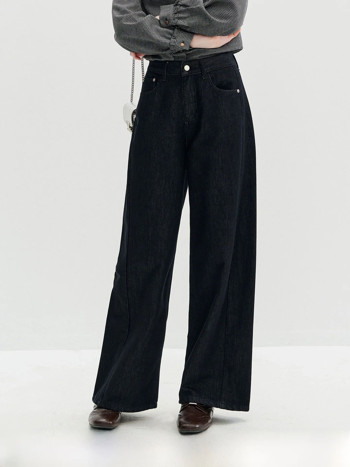 Washed High Waist Wide Leg Jeans Casual Comfortable Straight Cut Vintage Style Commute Friendly Long Trousers for Women