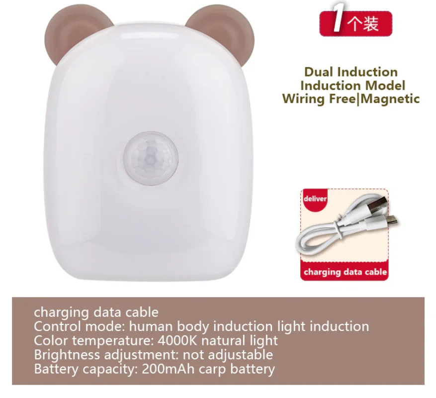 LEDInduction Lamp Intelligent Human Body Induction Wireless Cartoon Magnet Design Wall Lamp Children Bed Rise Night Lamp