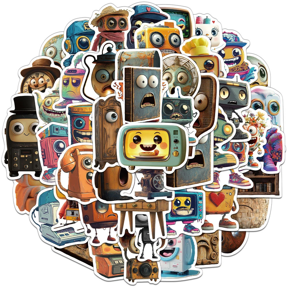 

10/30/50pcs Retro Cute Small Tool Stickers Funny Cartoon Creative Decals for Kids Toy Stationery Phone Luggage Graffiti Sticker