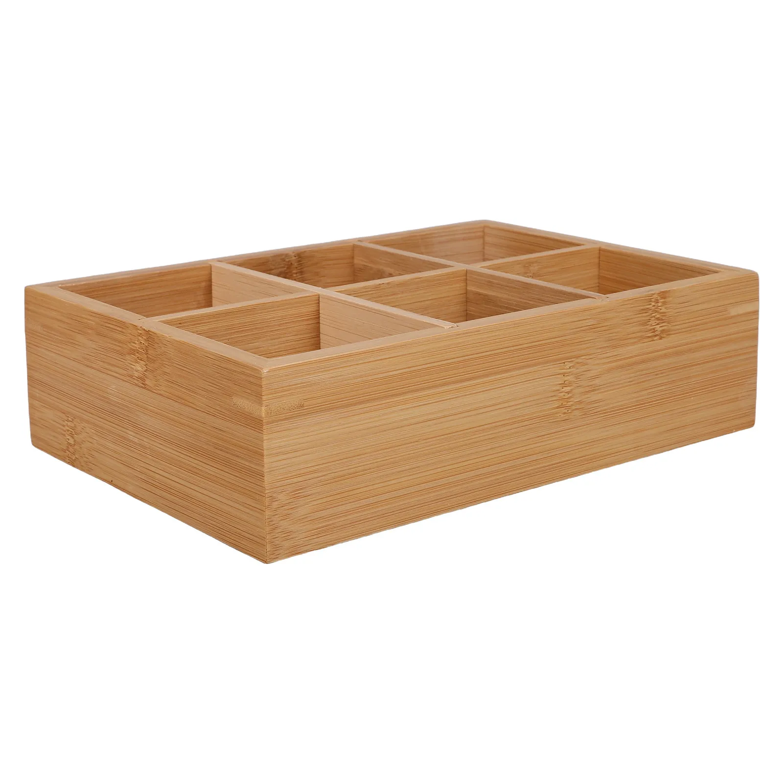 6 Compartments Tea Bag Organizer Bamboo Drawer Storage Box Countertop Kitchen Cabinet Pantry Tea Packet Holder