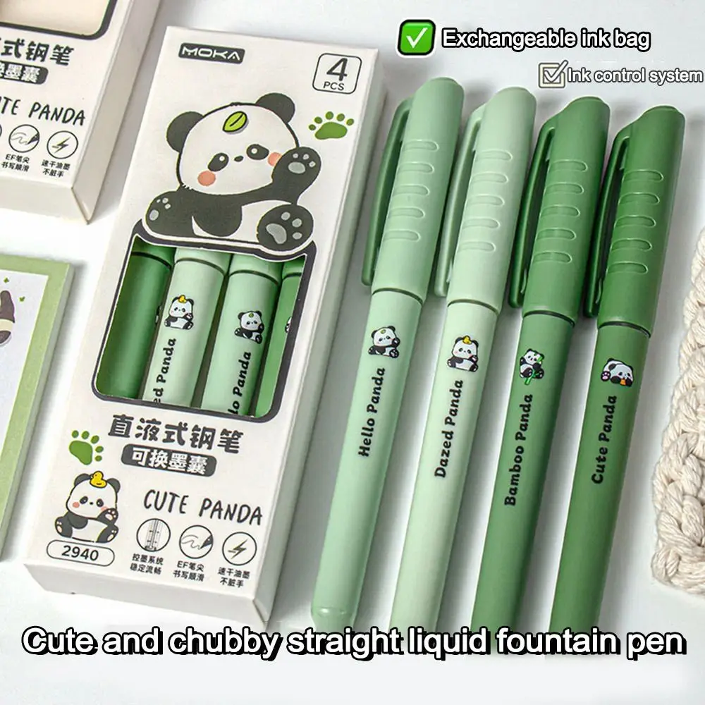 4Pcs Cute EF Tip Capibara Fountain Pen Quick-drying Replacable Ink Refillable Fountain Pen Black Ink Fountain Pens Studengt