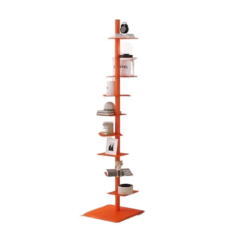 Creative rotating invisible bookshelf, floor-to-ceiling living room multi-layer wrought iron, home bookshelf