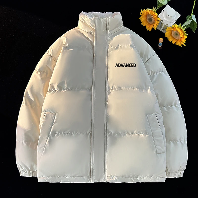 

Lamb Velvet Thiened Winter Cotton Jaet Men's Stand Collar Fce Lined Warm Coat New 2023 Casual Loose Fit Zipper Sle