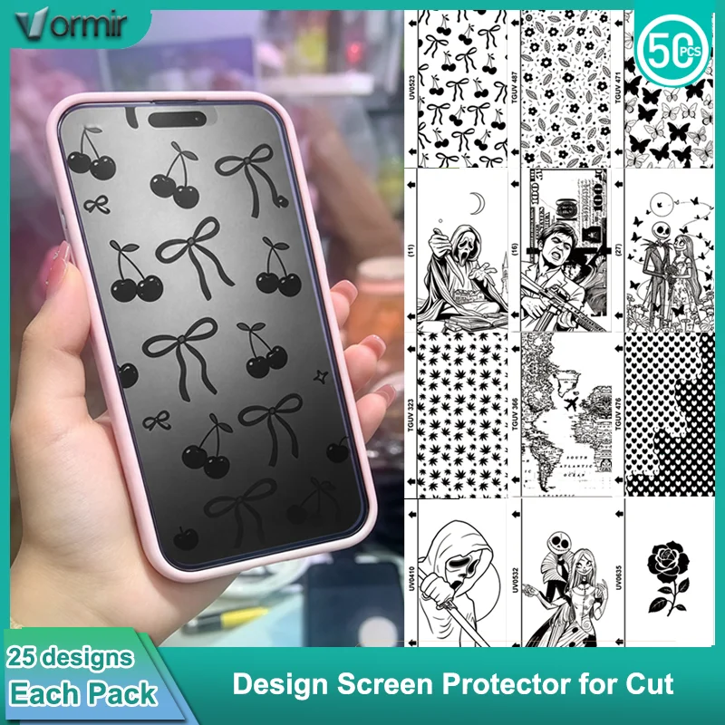 VORMIR 50pcs Matte Design Screen Protector TPU Hydrogel Film Micas Phone Skin Sticker for Plotter Cutter Machine 3C Store Use