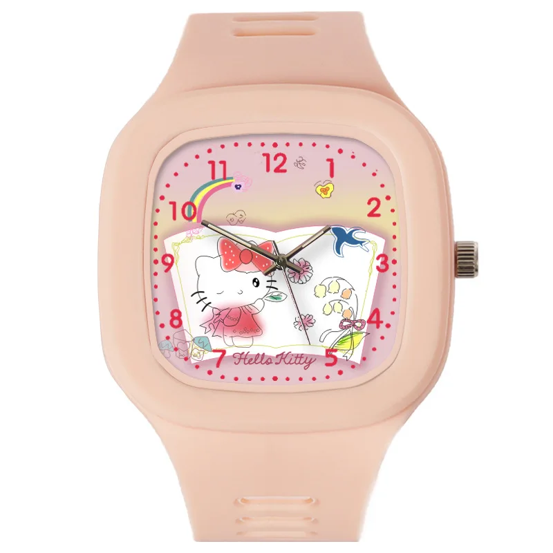 Cartoon Melody WristWatch Sanrio Hello Kitty Watch Kuromi Cinnamoroll Silicone Strap Quartz Casual Girls Children Birthday Gifts