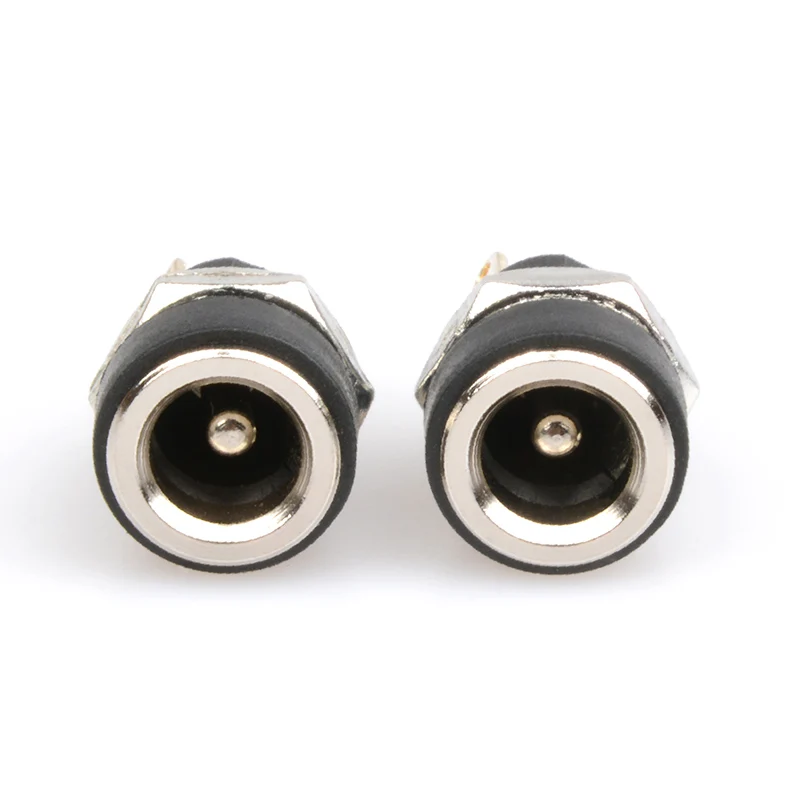 High-quality DC Power Socket All-copper DC-022B 5.5*2.1/2.5MM 2-pin Round Hole Threaded Nut