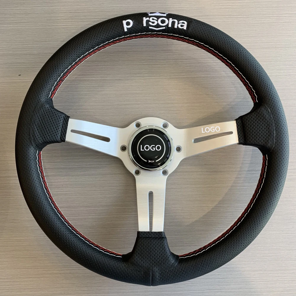 

Universal 13 Inch Perforated Leather Modified Racing Embroidery Personal 330mm Steering Wheel