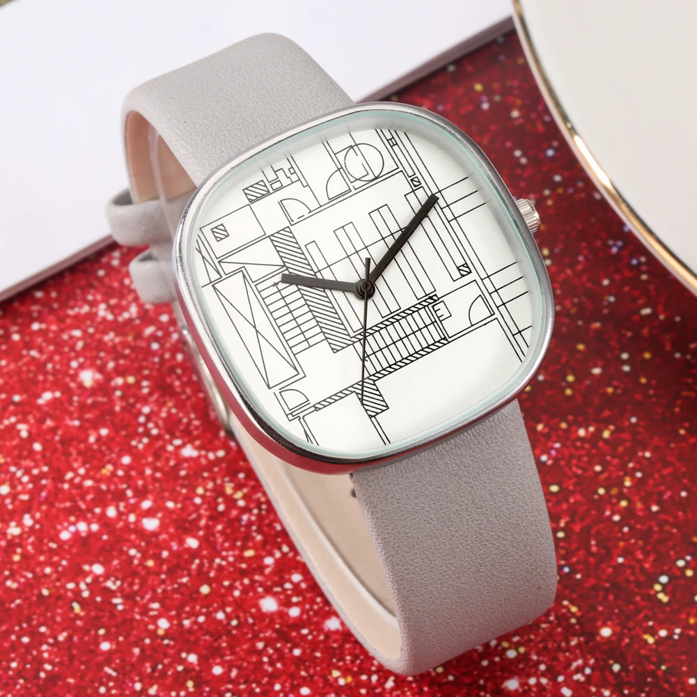 Women Square Dial Watch Gray Strap White Dial Pin Buckle Simple And Practical Composition Pattern Is Suitable For Daily Life