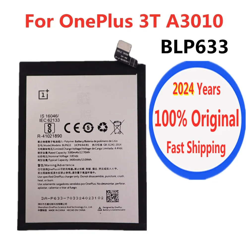 

2024 Years 3400mAh BLP633 1+ Original Battery For Oneplus 3T One Plus 3T A3010 Mobile Phone Replacement Batteries Deliver Fast