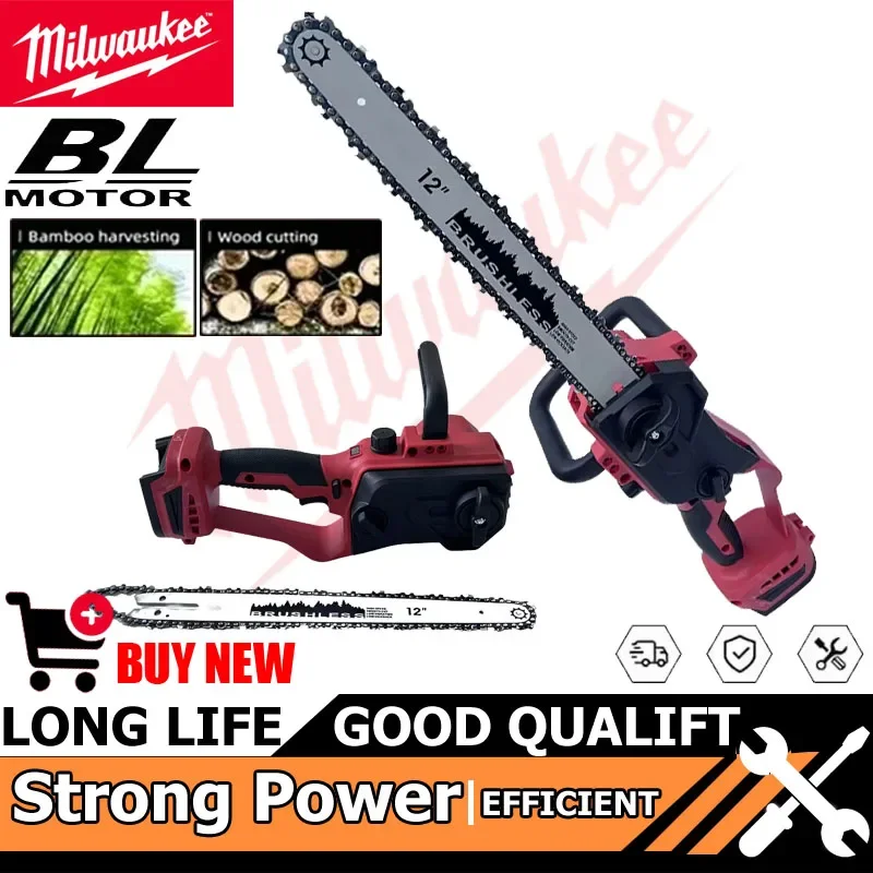 

Milwaukee Tool 18V Battery 12 Inch Brushless Chain Saw Auto Oiler High-power Cordless Electric Chainsaw Wood Cutting Power Tools