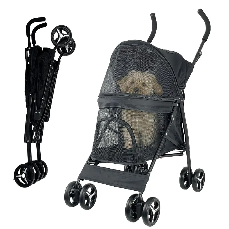 Umbrella Shaped Lightweight 4 Wheel Dog Stroller for Medium Small Dogs, Portable Compact Pet Stroller, for Travel, up to 22lbs