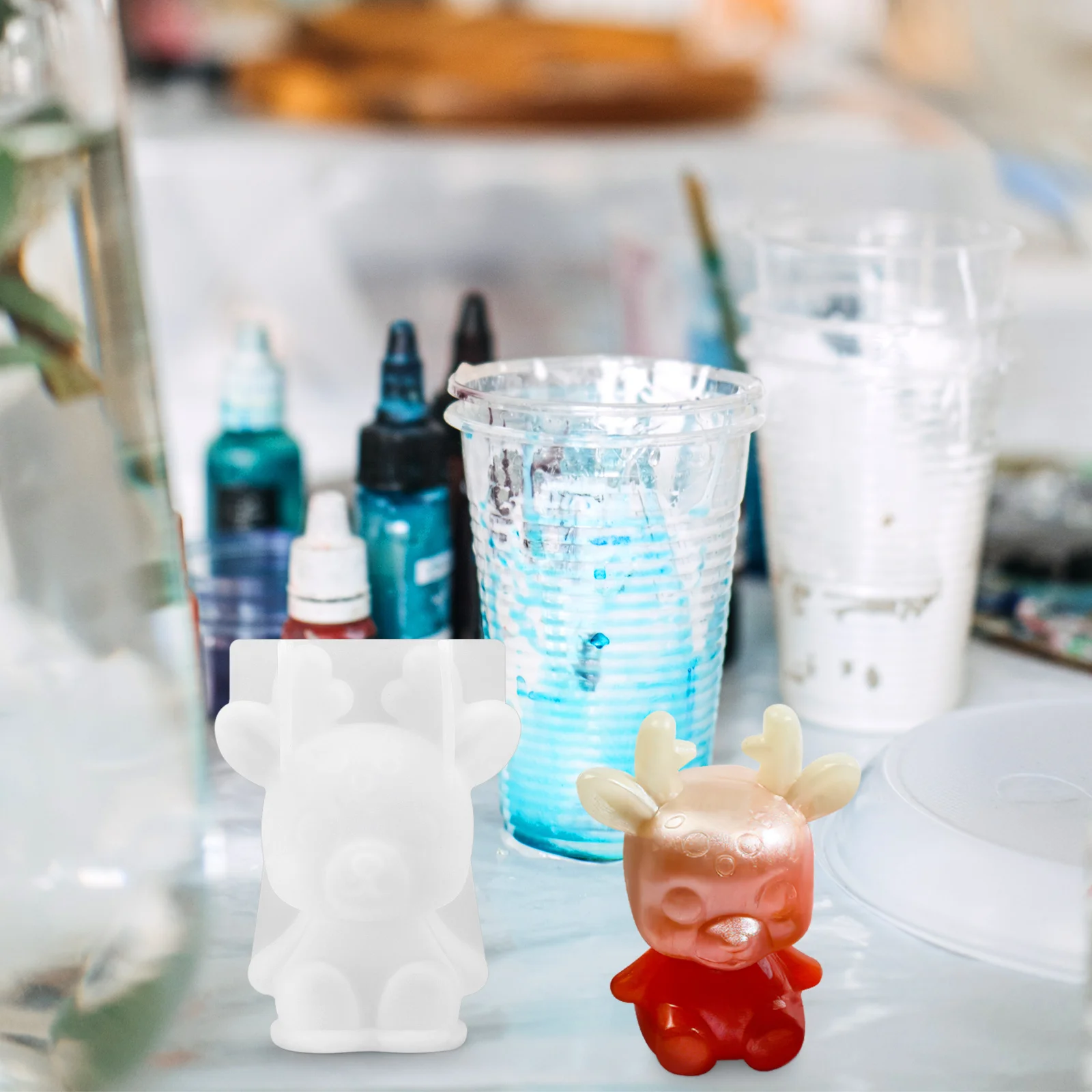 Chic 3D Fawn Shaped Silicone Mold for DIY Epoxy Resin Home Decor Desktop Ornament Making Easy to Clean Reusable Mould