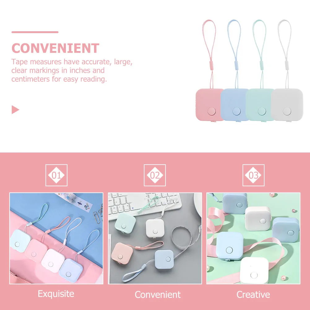 

4 Pcs Portable Automatic Shrink Tape Measure Measuring Fabric for Sewing Body Measurement Clothing Invisible Abs Small Child