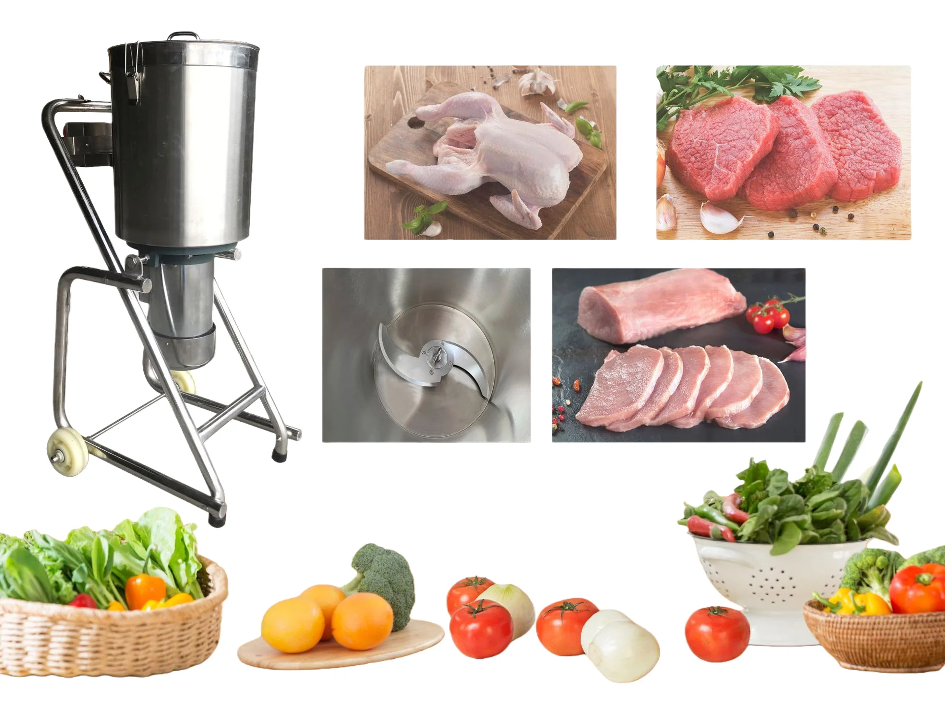 For m Stainless Steel 32L 50L Meat & Vegetable Chopper Grinder with Motor-Commercial Use Blender Mushroom Garlic Celery m