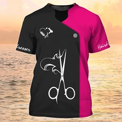 Fryzjer t-shirty fryzjer Salon 3D odzież uliczna z nadrukiem mężczyźni kobiety moda codzienna ponadgabarytowych T Shirt Cosplay Tees topy jednolite