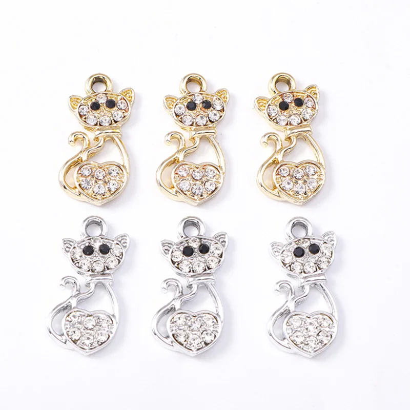 

Duarte 20Pcs/Lot Cute Crystal Alloy Animal Cat Charms Pendants for Making Drop Earrings Necklaces Bracelets DIY Crafts Supplies