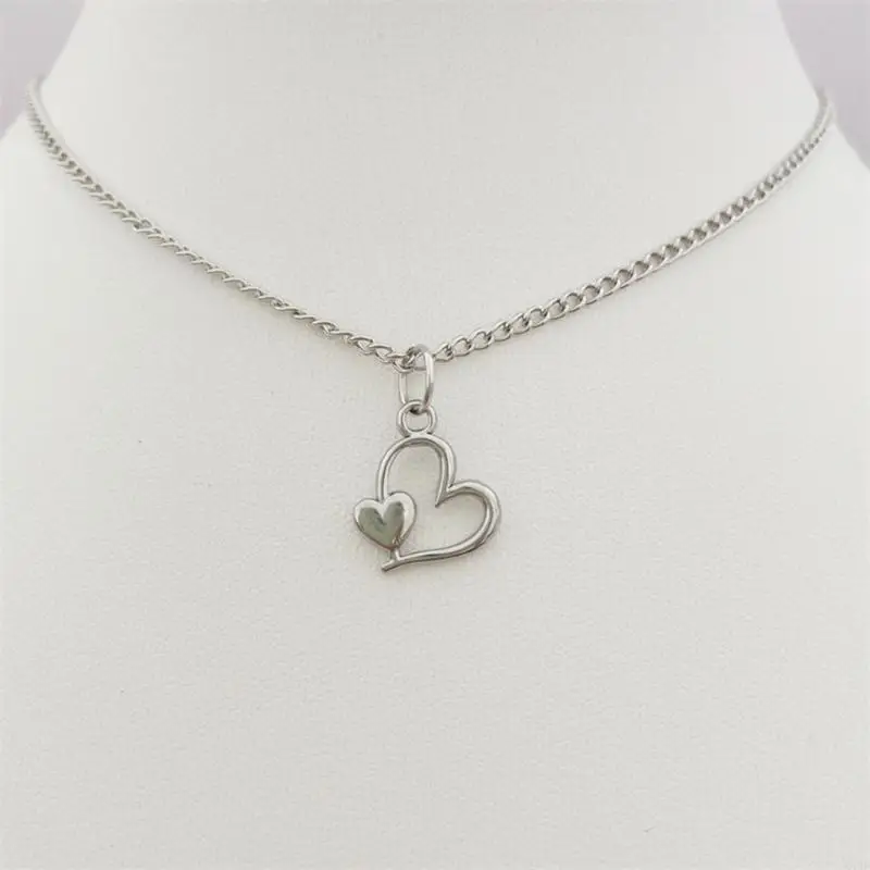 448E Simple Necklace Fashionable Heart Pendant Necklace Hollow Heart Neck Jewelry Perfect for Youthful Couple or Close Friend