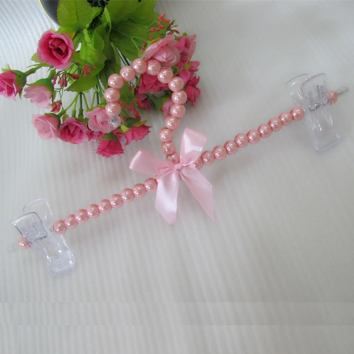

10PCS 32cm White/Pink Pearl Pants Clip Pants Rack Clothes Rack Clothing Store Display Pants Rack Hanger Wholesale