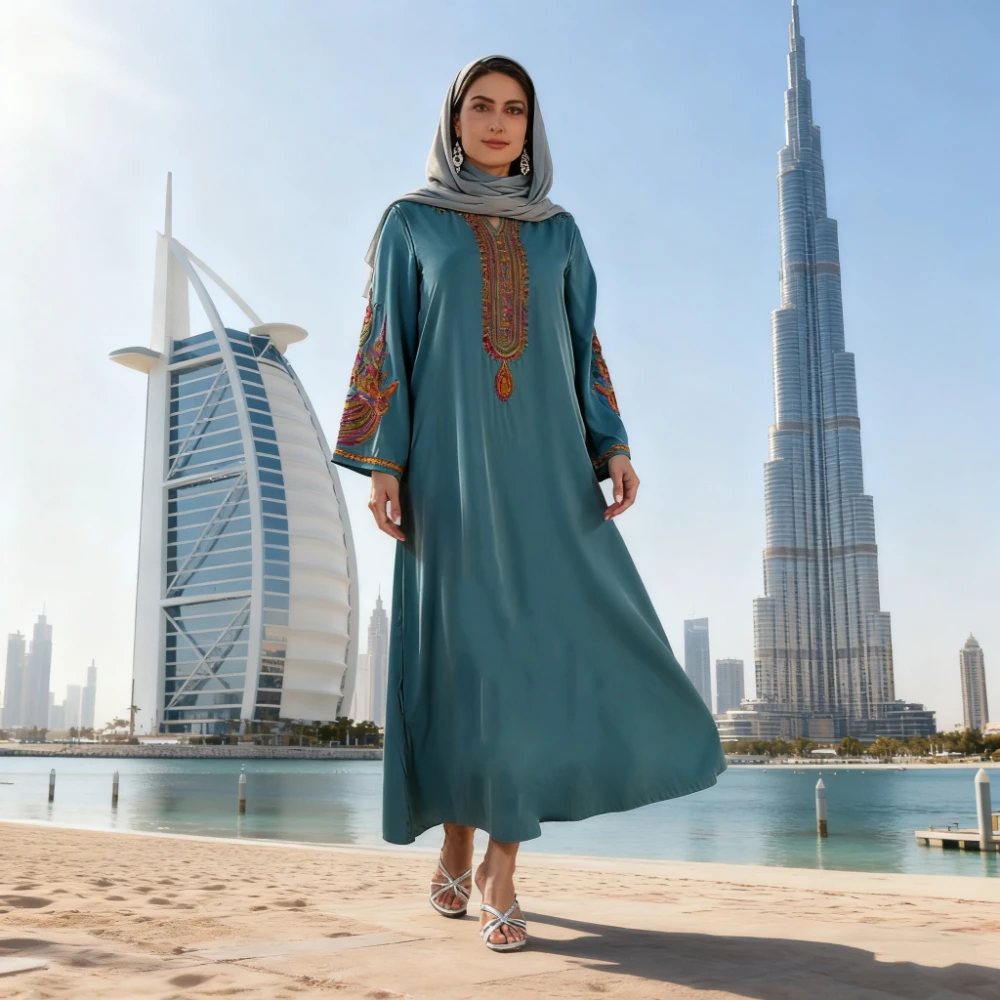 

Ид женское платье мусульманская Абая осень Дубай Vestidos Largos длинные платья вышивка кафтан арабский халат вечерние кафтан Джалабия Рамадан