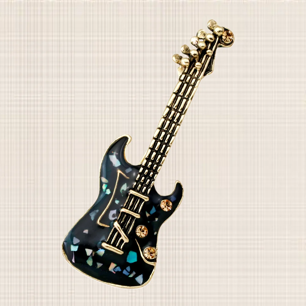 Broche Rhinestone Music para Homens e Mulheres, Novidade Breastpin para Guitarras