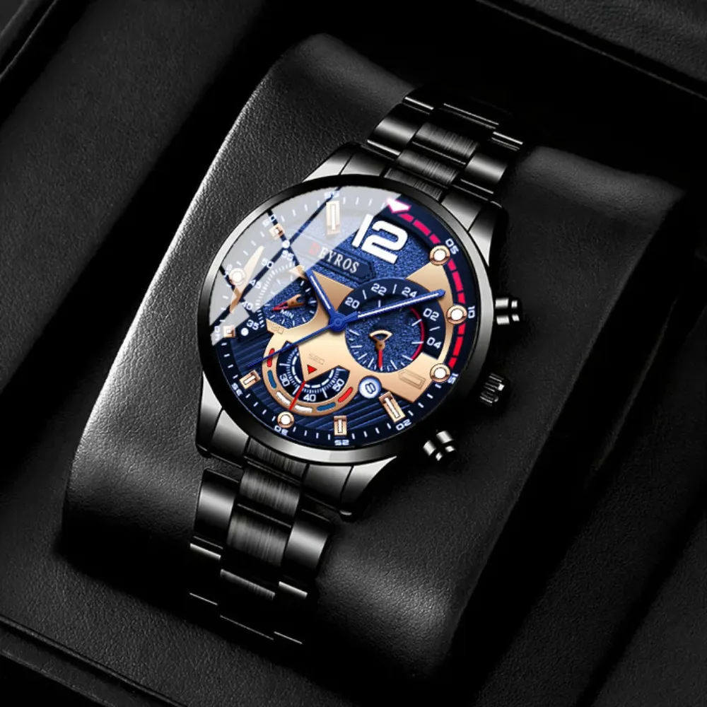 A Set of 2 Brand New Men's Business Casual Round Quartz Watches, Perfect for Gifting To Family and Friends on Valentine's Day