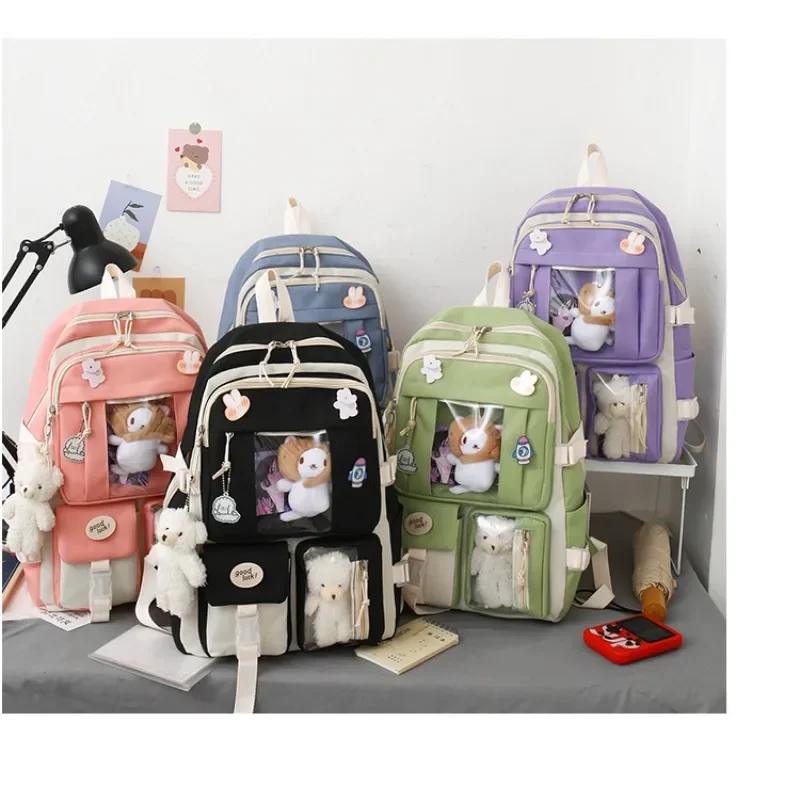 

Girls Cute PANDA KID Doll SchoolBag Kawaii Large Capacity Lightweight Fashion Sweet Junior and Senior School Students Backpack