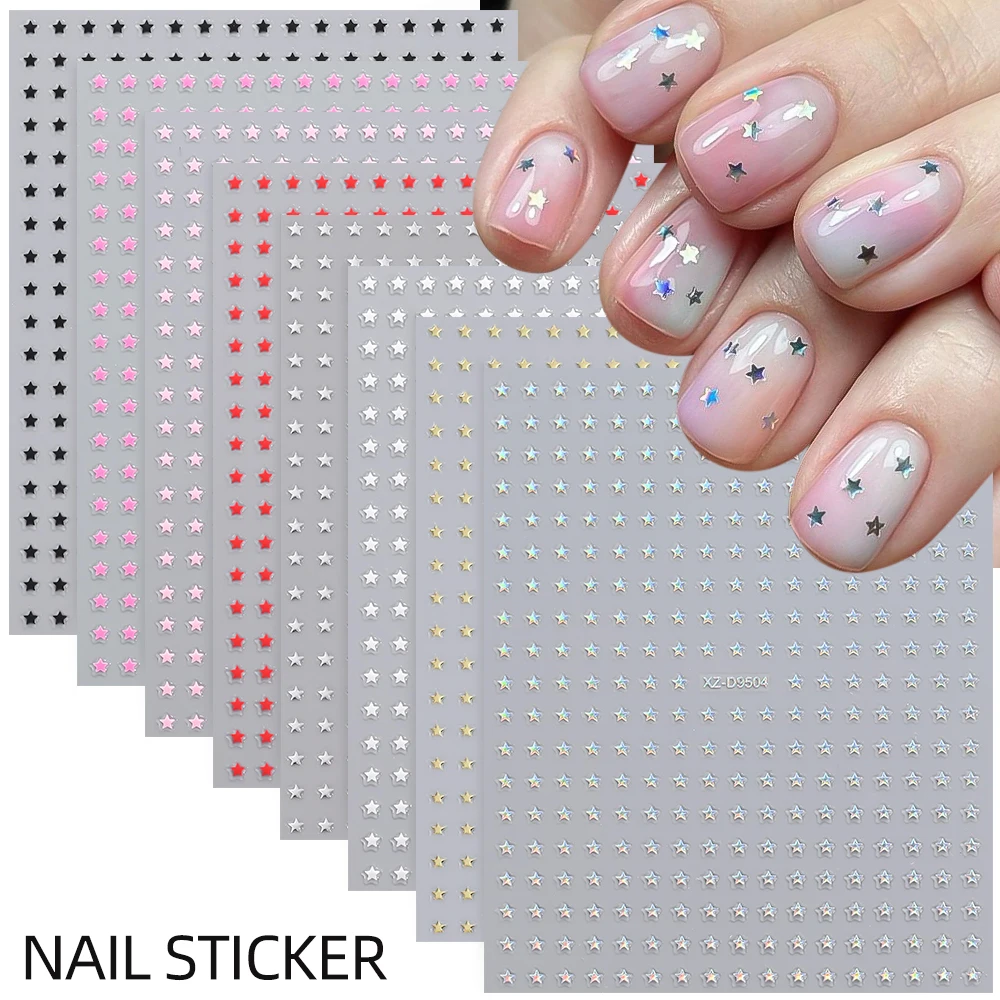 8 stks/set 3D Mix Kleuren Y2K Sterren Nagels Stickers 8*10 cm Vijfpuntige Ster Nail Decals Zelfklevende Starlight DIY Nagelbenodigdheden 1 - afbeelding 2
