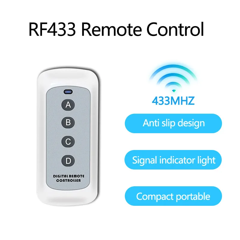 Wireless Light Smart Switch RF 433Mhz Transmitter 10A Relay Receiver Module Remote Control 85-265V for Led Lamp Fan Garage Doors