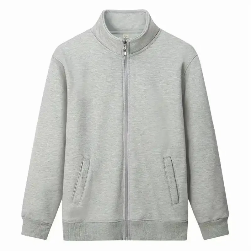 Stand Collar Cardigan Sweatshirt Coat Autumn Winter New Coat Velvet Thickened Warm Men's Same Style Running Breathable
