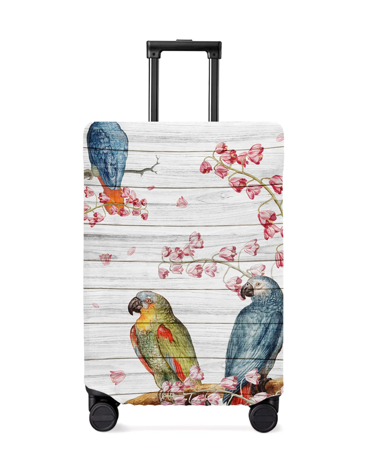 Parrot Flowers Wooden Board Travel Luggage Protective Cover for Travel Accessories Suitcase Elastic Dust Case Protect Sleeve