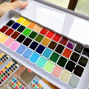Deutsch Schmink Aquarell 48 Farbe Solide Studie Sub-verpackung College-ebene Macaron Anfänger Acuarela Malerei Kunst Liefert