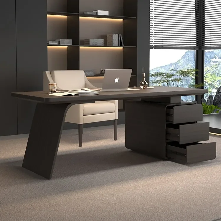 

Italian luxury study, living room, solid wood desktop computer, writing desk owner, high-end