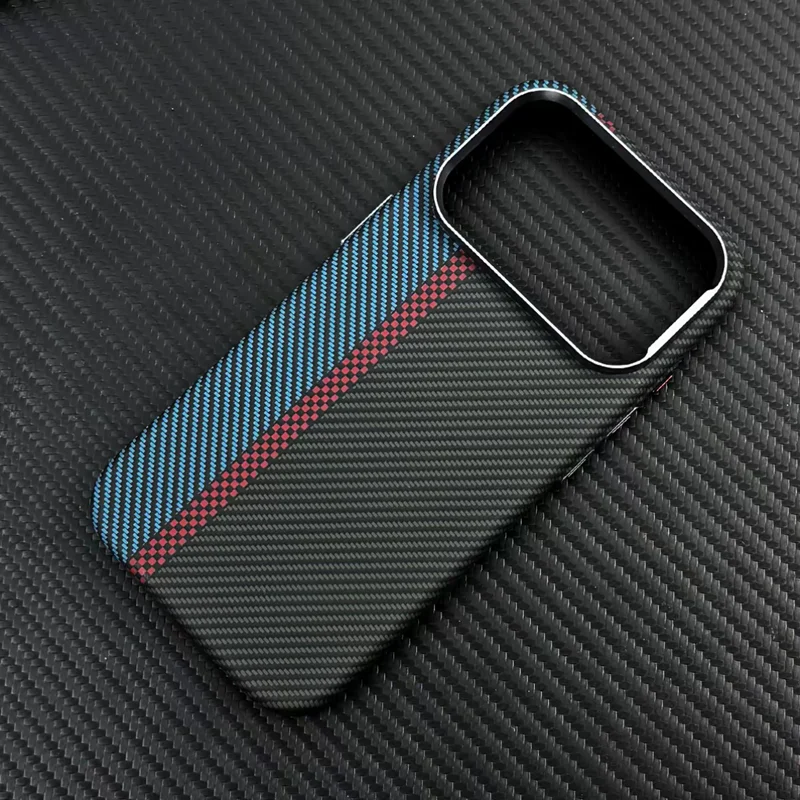 Carbon Fiber Texture Magsafe Armor Case For iphone 17 17Pro Max 16 Pro 15 14 13 Ultrathin Alloy Lens Wireless Charge Hard Cover - náhled 3