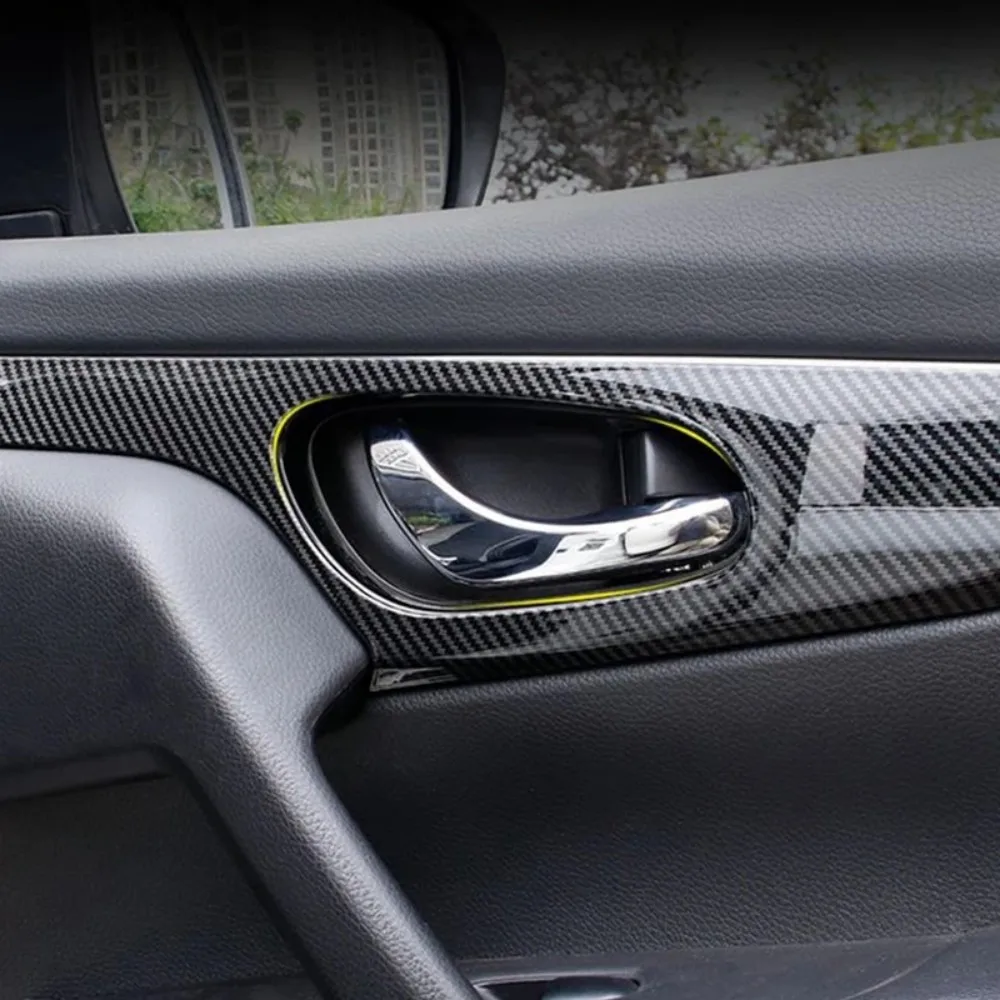 For Nissan Qashqai j11 2014-2019 2020 ABS Carbon fiber Inner Door Handle Bowl frame Cover Trim Styling Accessories