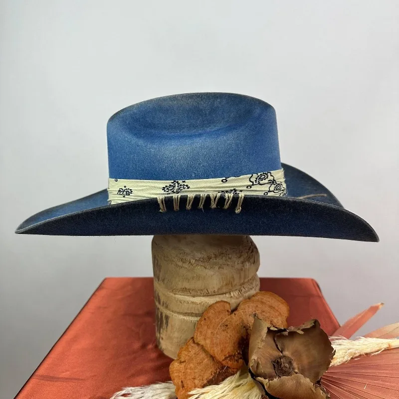 Fashion Conical Curved Brim Wool Cowboy Cap Old Retro Jazz Top Hat Hot Autumn And Winter Felt Fabric