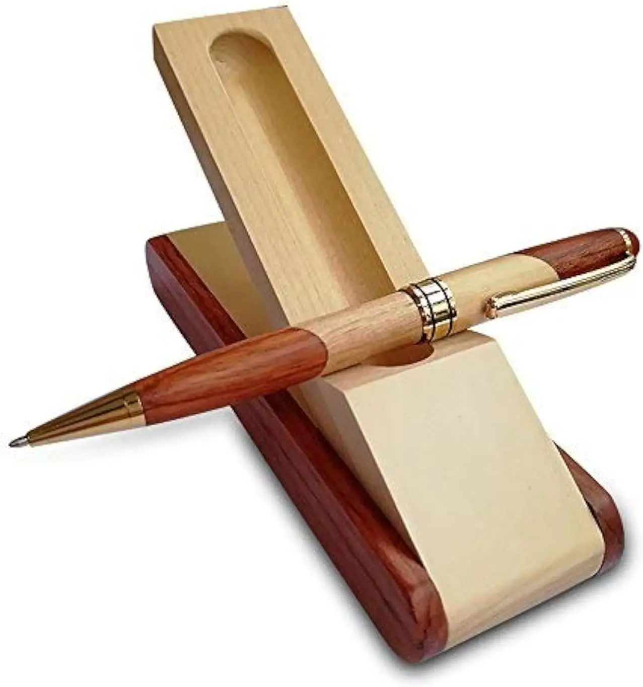 

Luxury Wooden Ballpoint Pen Gift Set with Display Case, Smooth Writing Executive Pen for Men Women, Gel Ink Refills Included
